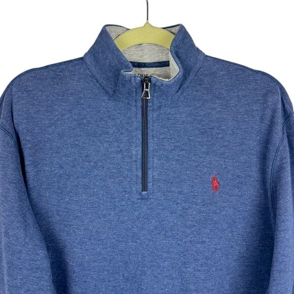 Polo Ralph Lauren Active Blue Cotton Blend 1/4 Zip High Neck Sweatshirt Medium - Picture 2 of 11